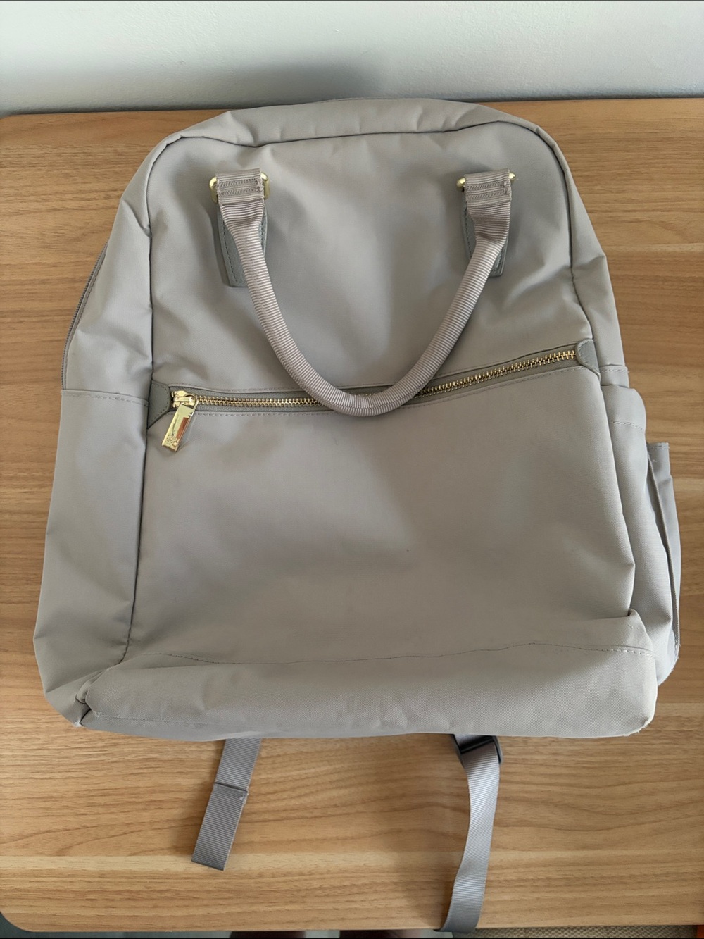 Everyday Travel Neutral Taupe Backpack with Gold Hardware